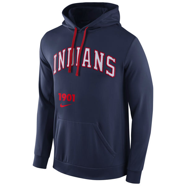 Men Cleveland Indians Nike Cooperstown Performance Pullover Hoodie Navy Blue